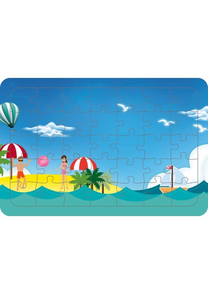 Plajdaki Insanlar 35 Parça Ahşap Çocuk Puzzle Yapboz
