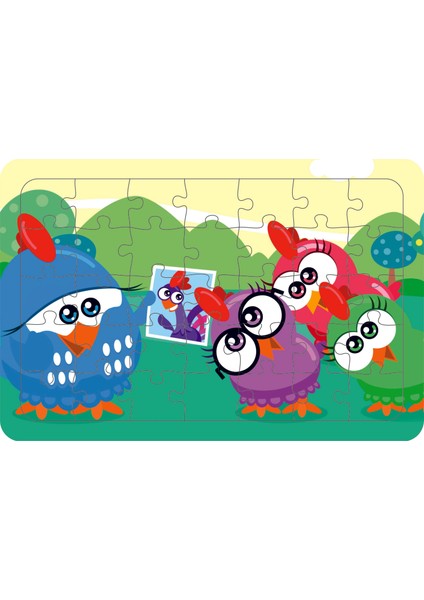 Tavuklar 35 Parça Ahşap Çocuk Puzzle Yapboz