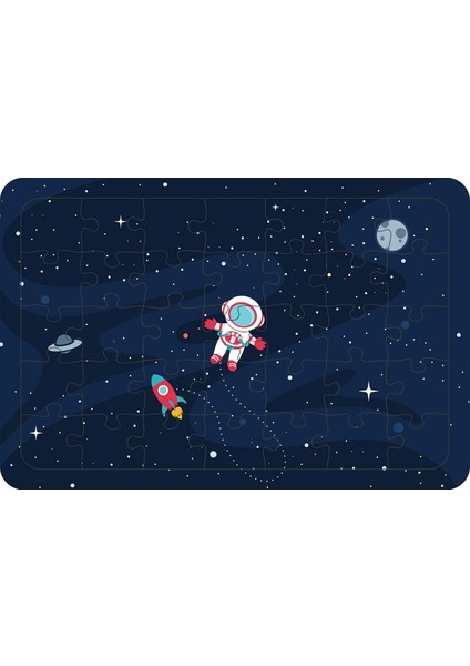 Uzay Mekiği ve Astronot 35 Parça Ahşap Çocuk Puzzle Yapboz
