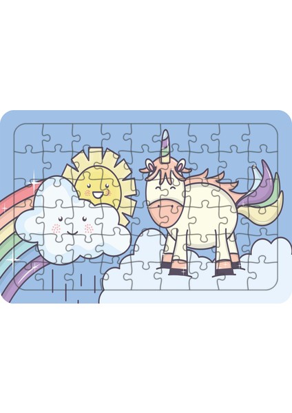 Unicorn Gökyüzünde 54 Parça Ahşap Çocuk Puzzle Yapboz