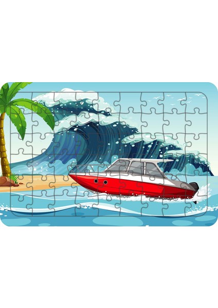 Sürat Teknesi 54 Parça Ahşap Çocuk Puzzle Yapboz Model 1