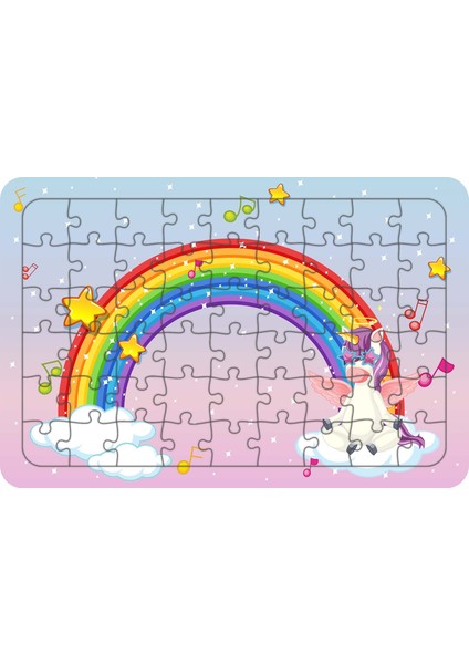 Sevimli Unicorn 54 Parça Ahşap Çocuk Puzzle Yapboz Model 5