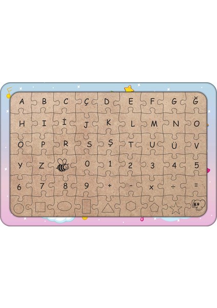 Sevimli Unicorn 54 Parça Ahşap Çocuk Puzzle Yapboz Model 5