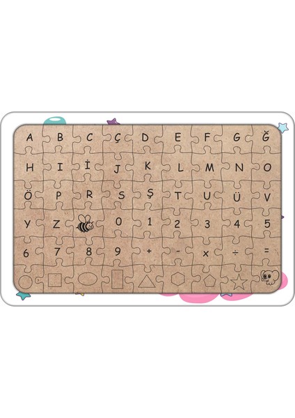 Sevimli Unicorn 54 Parça Ahşap Çocuk Puzzle Yapboz Model 3