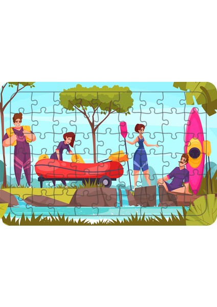 Rafting Zamanı 54 Parça Ahşap Çocuk Puzzle Yapboz