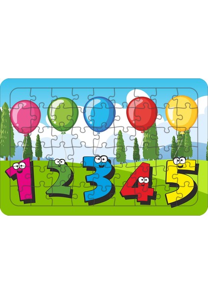 Sayılar 54 Parça Ahşap Çocuk Puzzle Yapboz Model 1