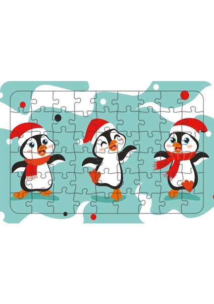Küçük Penguenler 54 Parça Ahşap Çocuk Puzzle Yapboz Model