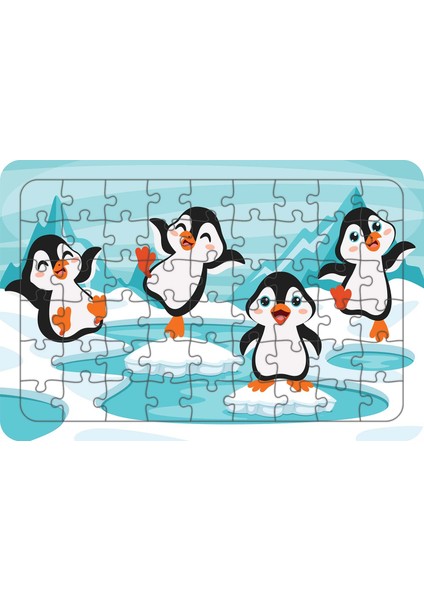 Küçük Penguenler 54 Parça Ahşap Çocuk Puzzle Yapboz Model