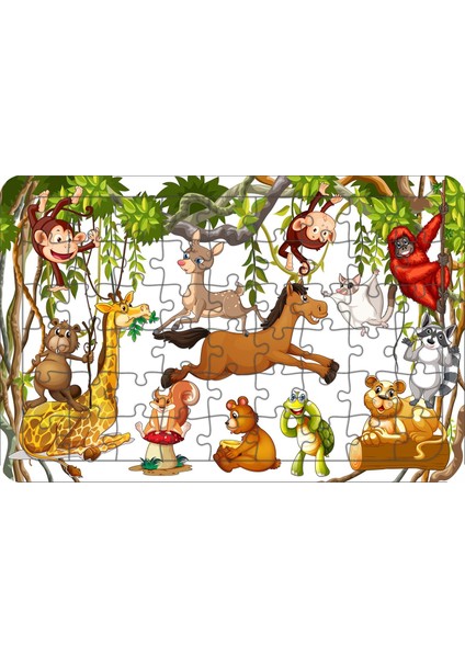 Hayvancıklar 54 Parça Ahşap Çocuk Puzzle Yapboz Model 2