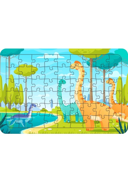 Göldeki Dinozorlar 54 Parça Ahşap Çocuk Puzzle Yapboz