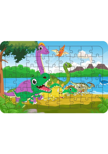 Dinzorlar Tatilde 54 Parça Ahşap Çocuk Puzzle Yapboz