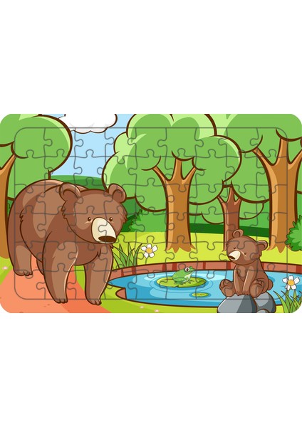 Ayıcıklar 54 Parça Ahşap Çocuk Puzzle Yapboz