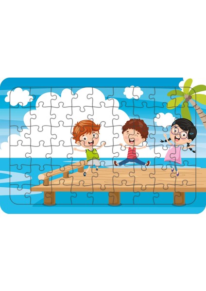 Iskeledeki Çocuklar 54 Parça Ahşap Çocuk Puzzle Yapboz