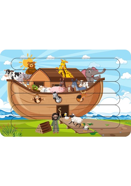 Nuhun Gemisi Çubuk Ahşap Çocuk Puzzle Yapboz Model 2