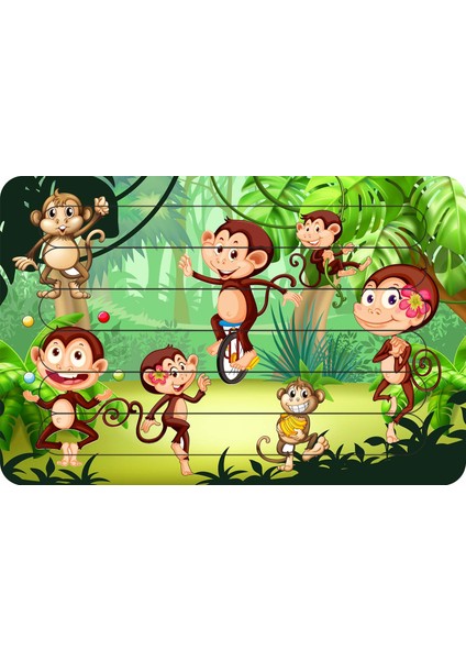 Maymunlar Çubuk Ahşap Çocuk Puzzle Yapboz