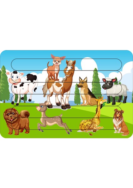 Hayvancıklar Çubuk Ahşap Çocuk Puzzle Yapboz Model 1