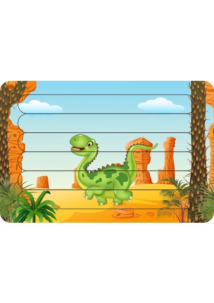 Dinozor Yürüyüşte Çubuk Ahşap Çocuk Puzzle Yapboz