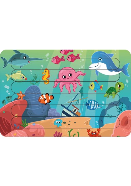 Denizdeki Dostlar Çubuk Ahşap Çocuk Puzzle Yapboz