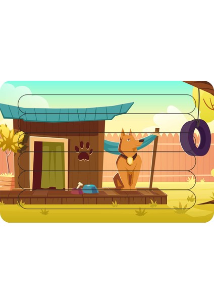 Birinci Köpek Çubuk Ahşap Çocuk Puzzle Yapboz