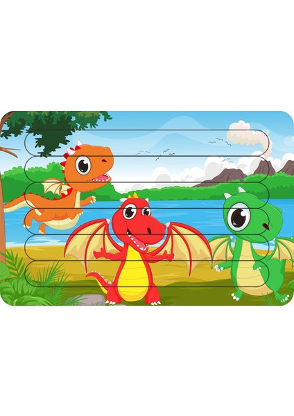 Bebek Dinozorlar Çubuk Ahşap Çocuk Puzzle Yapboz