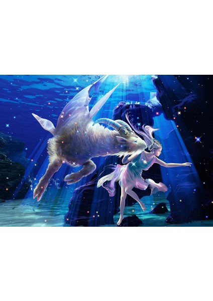 Oğlak Capricorn Burç 1000 Parça Ahşap Puzzle Yapboz