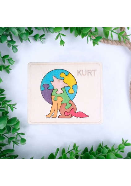 Ahşap Kurt Figürlü Puzzle