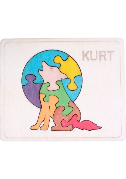 Ahşap Kurt Figürlü Puzzle