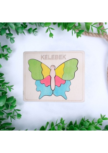 Ahşap 9 Parça Kelebek Figürlü Puzzle