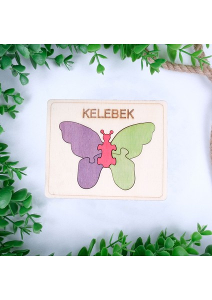 Ahşap 5 Parça Kelebek Figürlü Puzzle