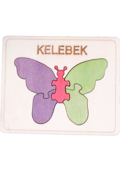 Ahşap 5 Parça Kelebek Figürlü Puzzle
