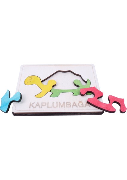 Ahşap Kaplumbağa Figürlü 4 Parça Puzzle