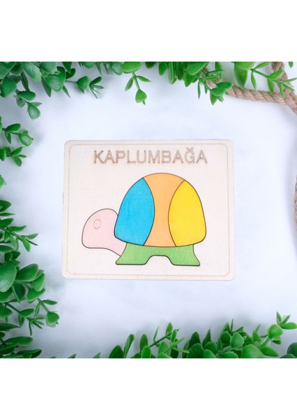 Ahşap Kaplumbağa Figürlü 5 Parça Puzzle