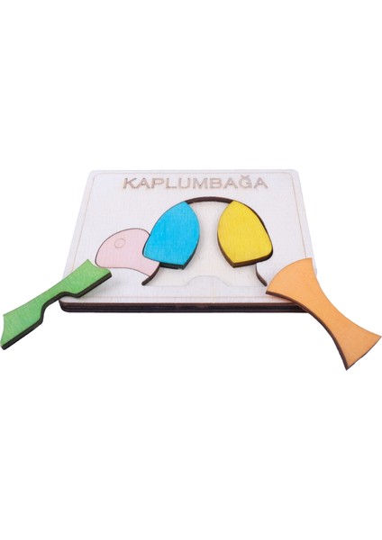 Ahşap Kaplumbağa Figürlü 5 Parça Puzzle