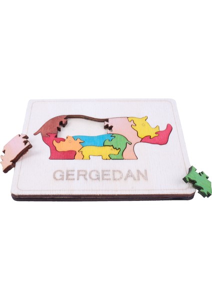 Ahşap Gergedan Figürlü Puzzle