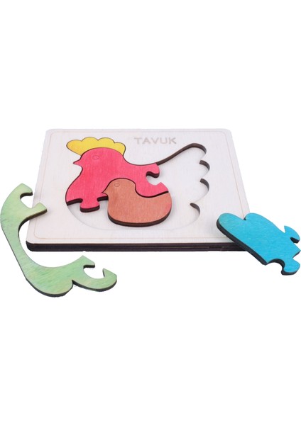 Ahşap Tavuk Figürlü Puzzle