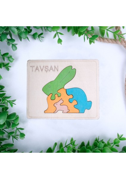 Ahşap Tavşan Figürlü Puzzle