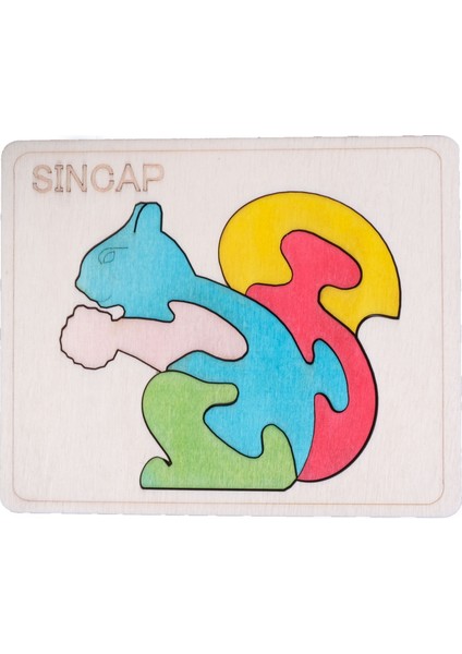Ahşap Sincap Figürlü Puzzle