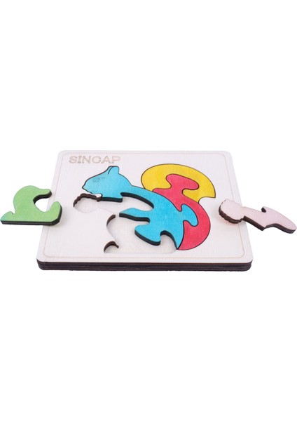 Ahşap Sincap Figürlü Puzzle