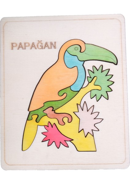 Ahşap Papağan Figürlü Puzzle