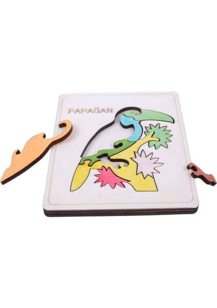 Ahşap Papağan Figürlü Puzzle
