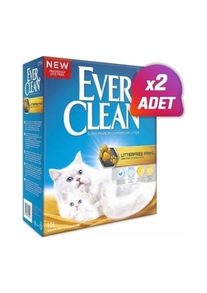 2 Adet - Litterfree Paws Iz Bırakmayan Kedi Kumu 10 Lt