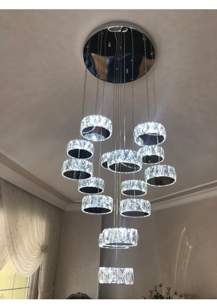 Ala Aydınlatma Plaket Kristal Taş Işlemeli 304 Krom Paslanmaz Ledli