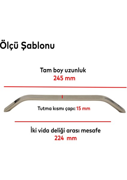 Mobilya Dolap Kapak Çekmece Kulpu Kulbu 224 mm Inox Metal Kulp