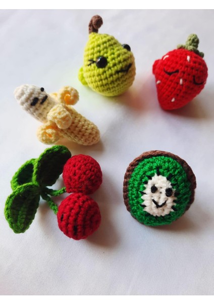 Meyve Figürlü Parmak Kuklaları Amigurumi Organik Oyuncak