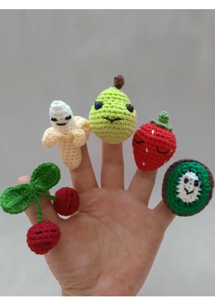 Meyve Figürlü Parmak Kuklaları Amigurumi Organik Oyuncak modelleri