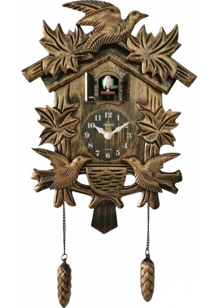 Enarose Saat Başı Guguk Çalar Yeni Sistem Makineli Pilli Duvar Saati E56-1