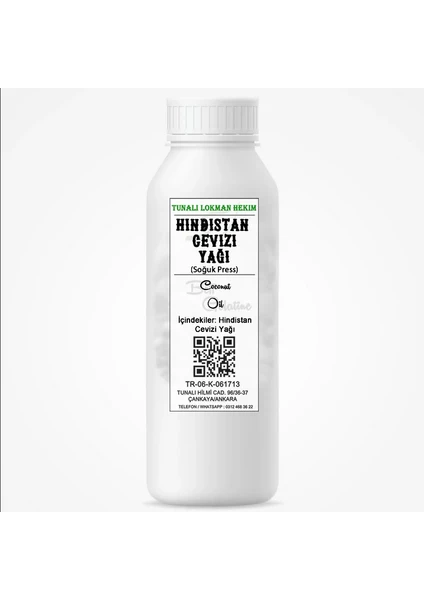 Coconut Oil Hindistan Cevizi Yağı 1000ML