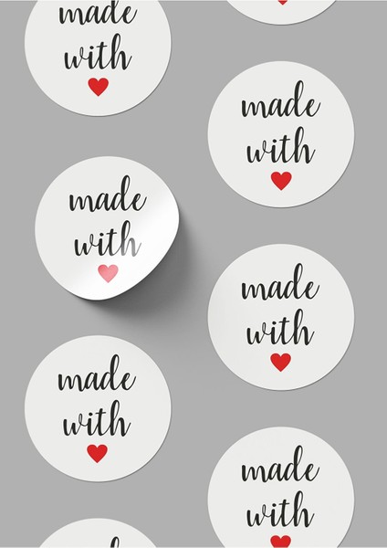 Kuşe Sticker Paketleme & Kargo Etiketi (4X4CM) 70 Adet - Made With Love Beyaz fiyatları