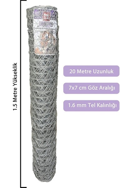 Hataş Teknik Hırdavat Bahçe Çit Teli 150 cm Yükseklik 20 Metre Uzunluk 1,6 mm Kalınlık