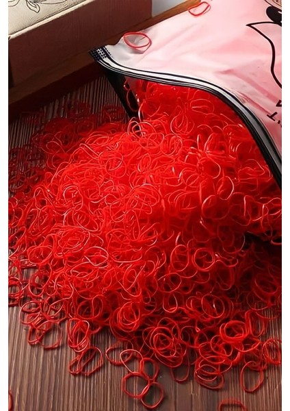 1000 Adet Kırmızı Saç Örgü Lastiği